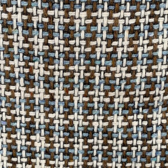 MOSCHINO Size 8 Brown Blue Cream Wool Woven Pencil Below Knee Scallop Hem Skirt - Picture 2 of 9